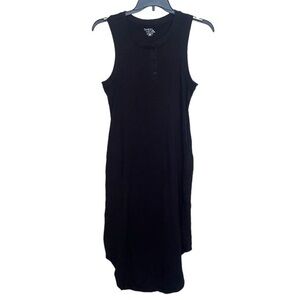 TIME AND TRU womens long sleeveless dress with pockets, black size 4-6 small